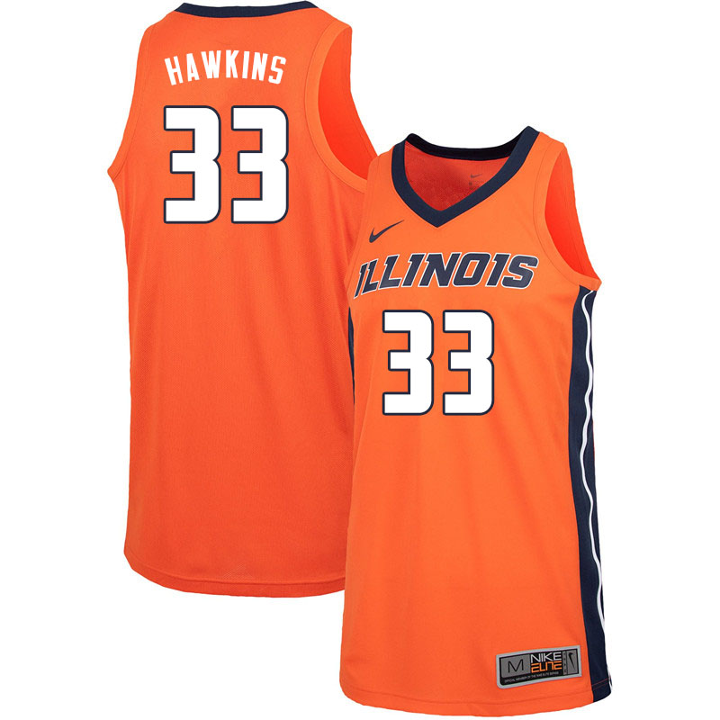 Men #33 Coleman Hawkins Illinois Fighting Illini College Basketball Jerseys Sale-Orange